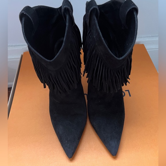 Saint Laurent Suede Fringe Boots - Picture 11 of 12